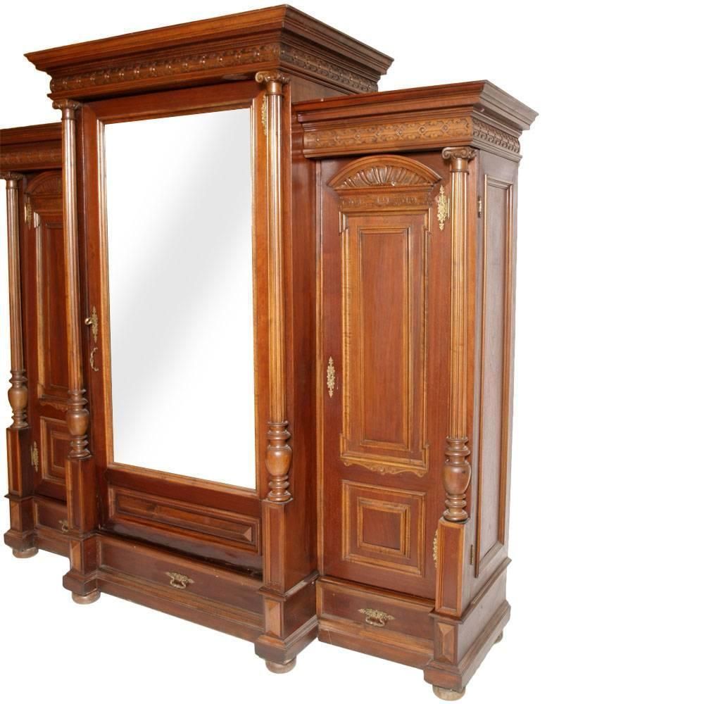 Italian Last 19th Century Neoclassic Wardrobe Cupboard In Carved Walnut photo furniture