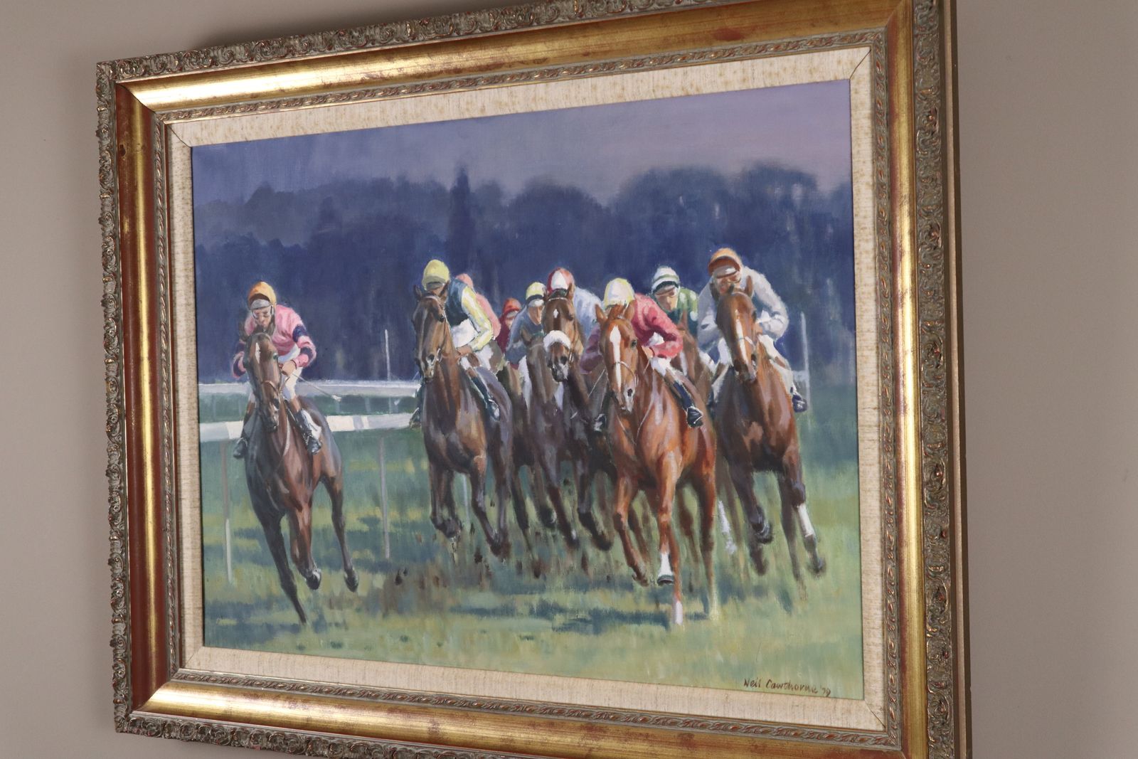 'Rounding The Bend' By Neil Cawthorne (1936 2022) Framed Original Oil On Canvas Painting 1979 photo for sale