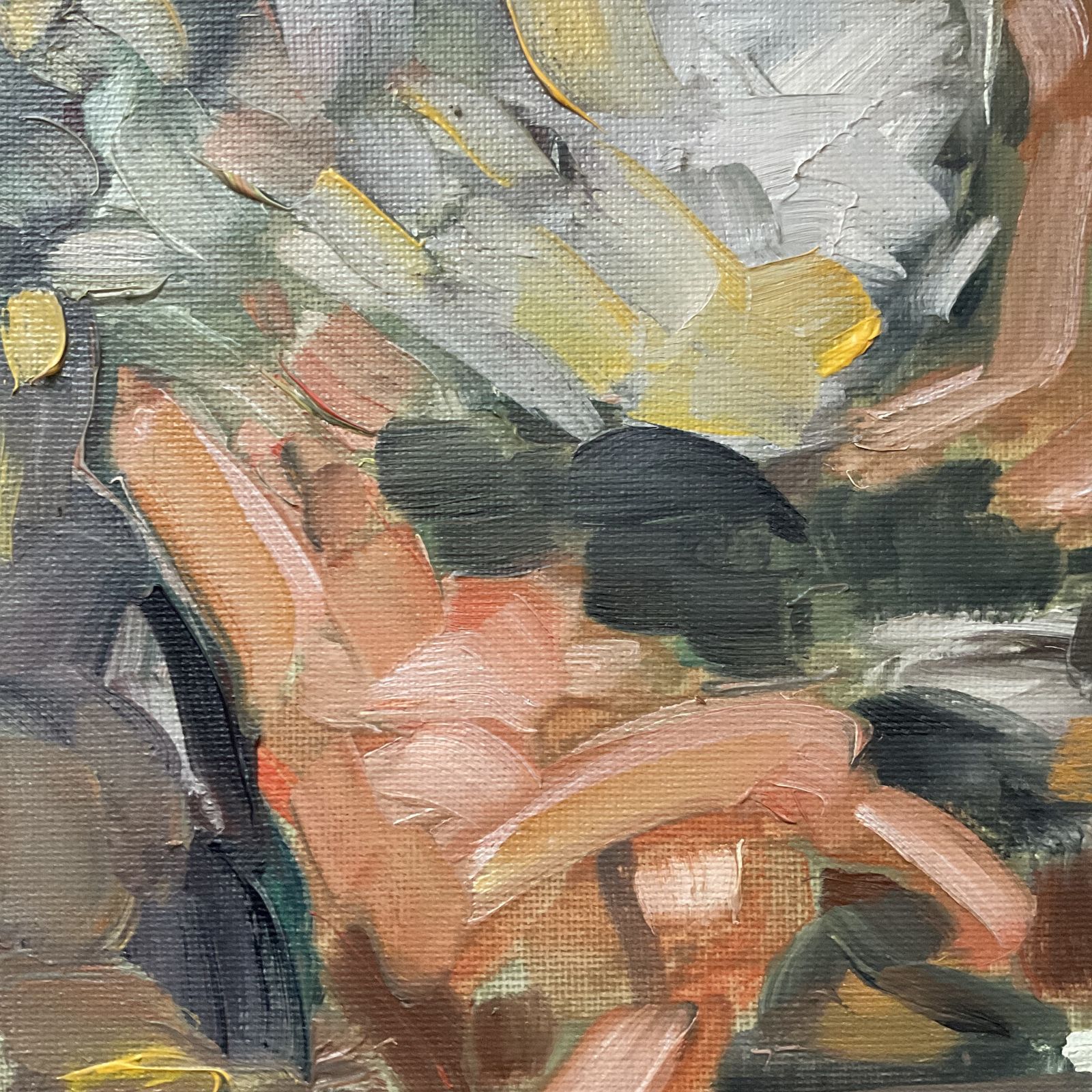 Original Oil Painting Bathers Abstract Landscape Signed Roth 8 X 8 Inches photo furniture