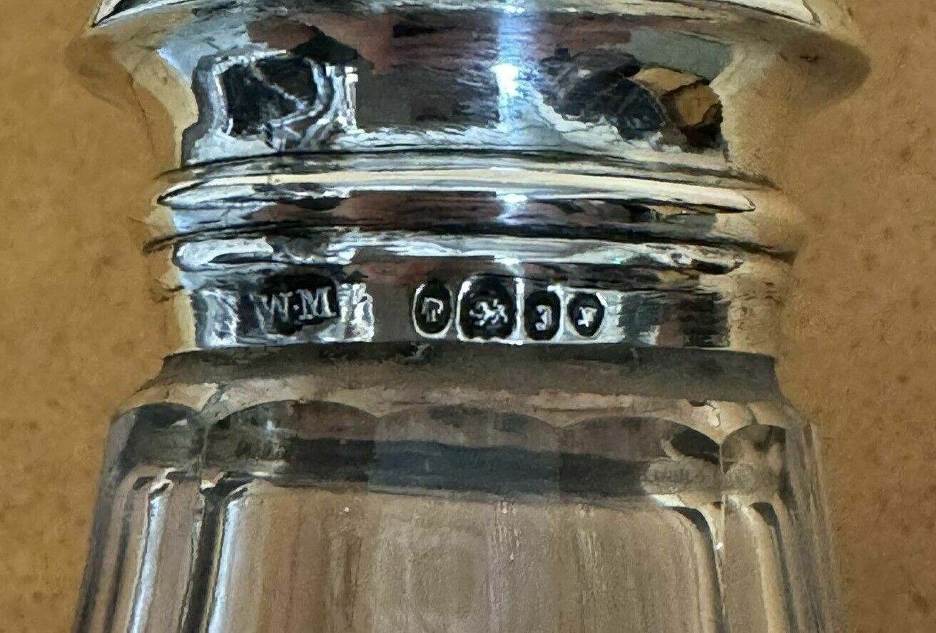 Antique 1844 William Moulson Cut Glass Sterling Sivler Sugar Shaker Must See! photo buy