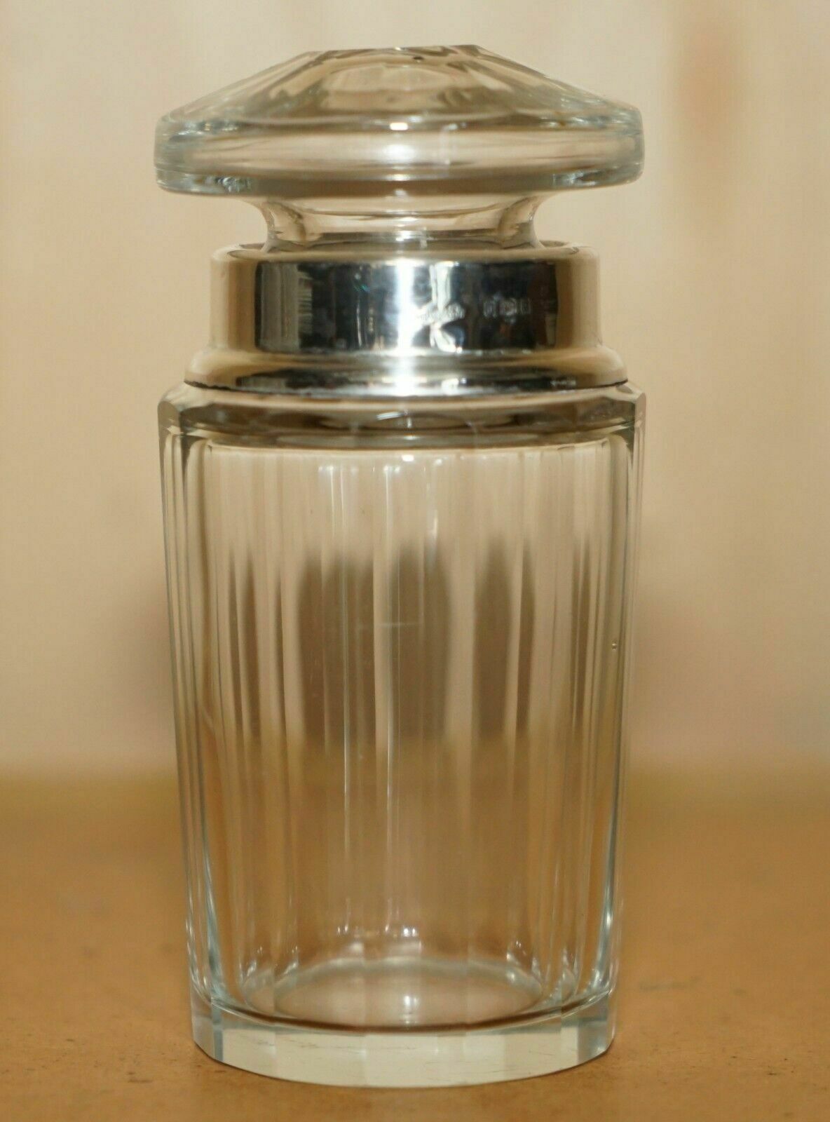 Antique Sterling Silver & Cut Glass Crystal Henry Perkins & Sons Trinket Jar