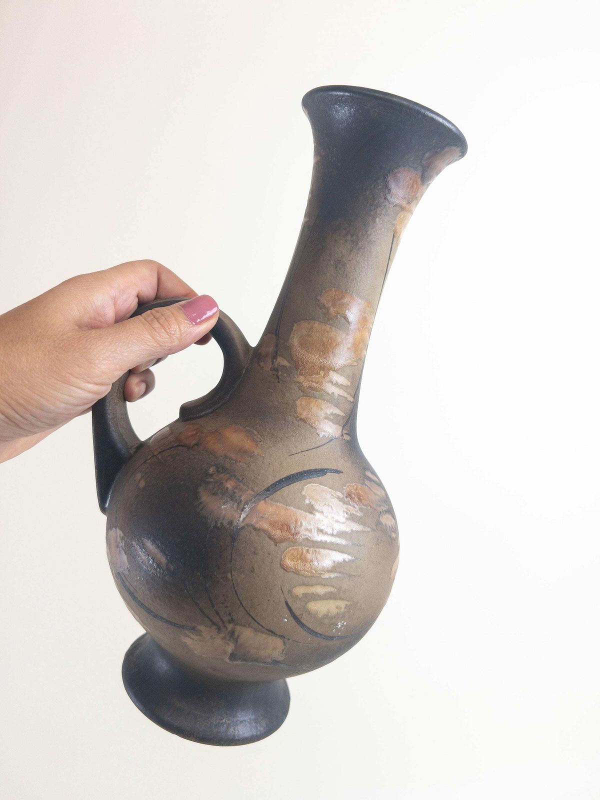 Ruscha Art Kyra Vase K 35   West German Pottery Vase With Handle   Ruscha Ceramic Vase By Heinz Siery photo furniture