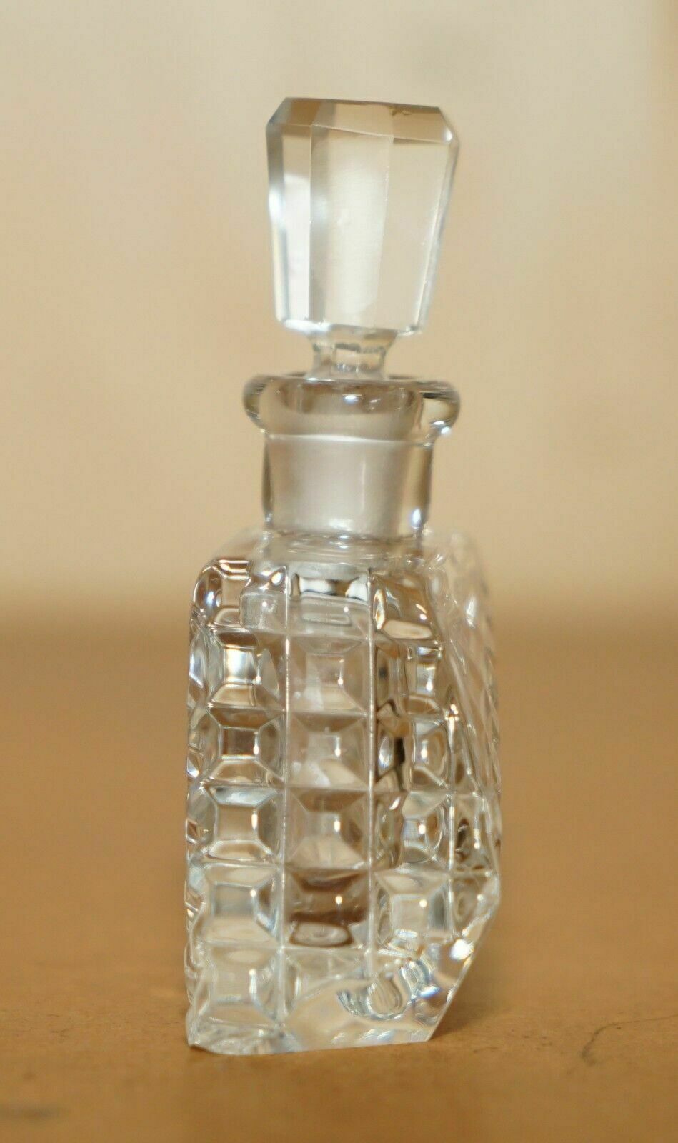 Stunning Antique Cut Glass Crystal Collectable Dressing Table Perfume Bottle photo for sale