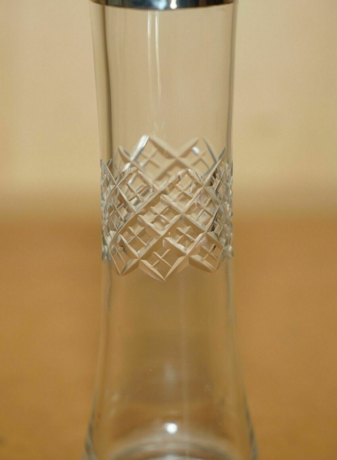 Stunning Antique 1908 Cut Glass Crystal Sterling Silver Plant Vase Must See photo for sale