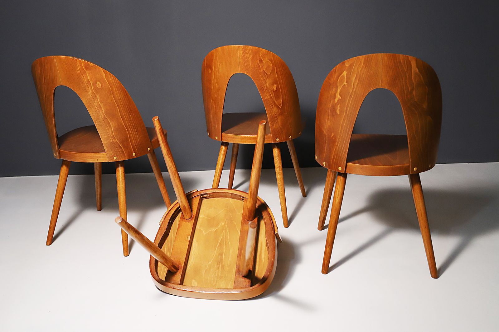 Fully Renovated Beech Wood Chairs By Antonín šuman, Czechoslovakia, Set Of 4 photo 1361.0