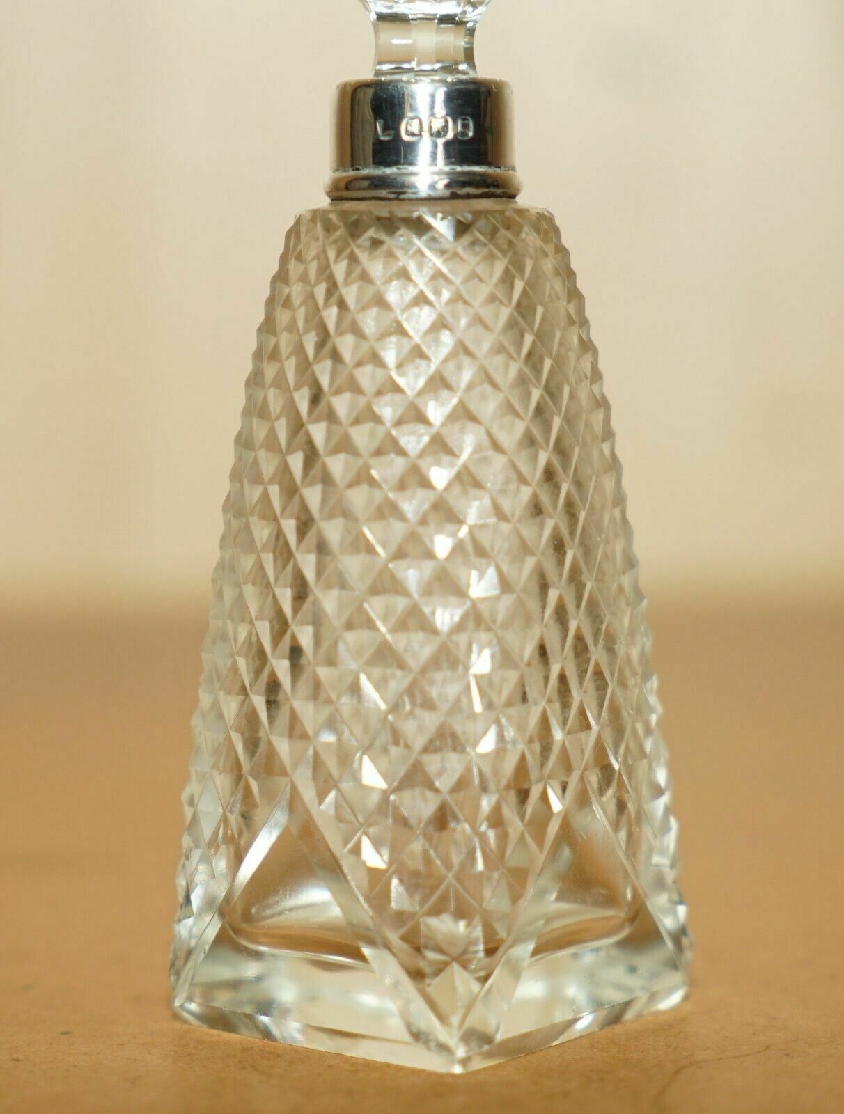 Antique Sterling Silver Perfume Bottle In Cut Glass Crystal Lovely Craftsmanship photo Home Decor