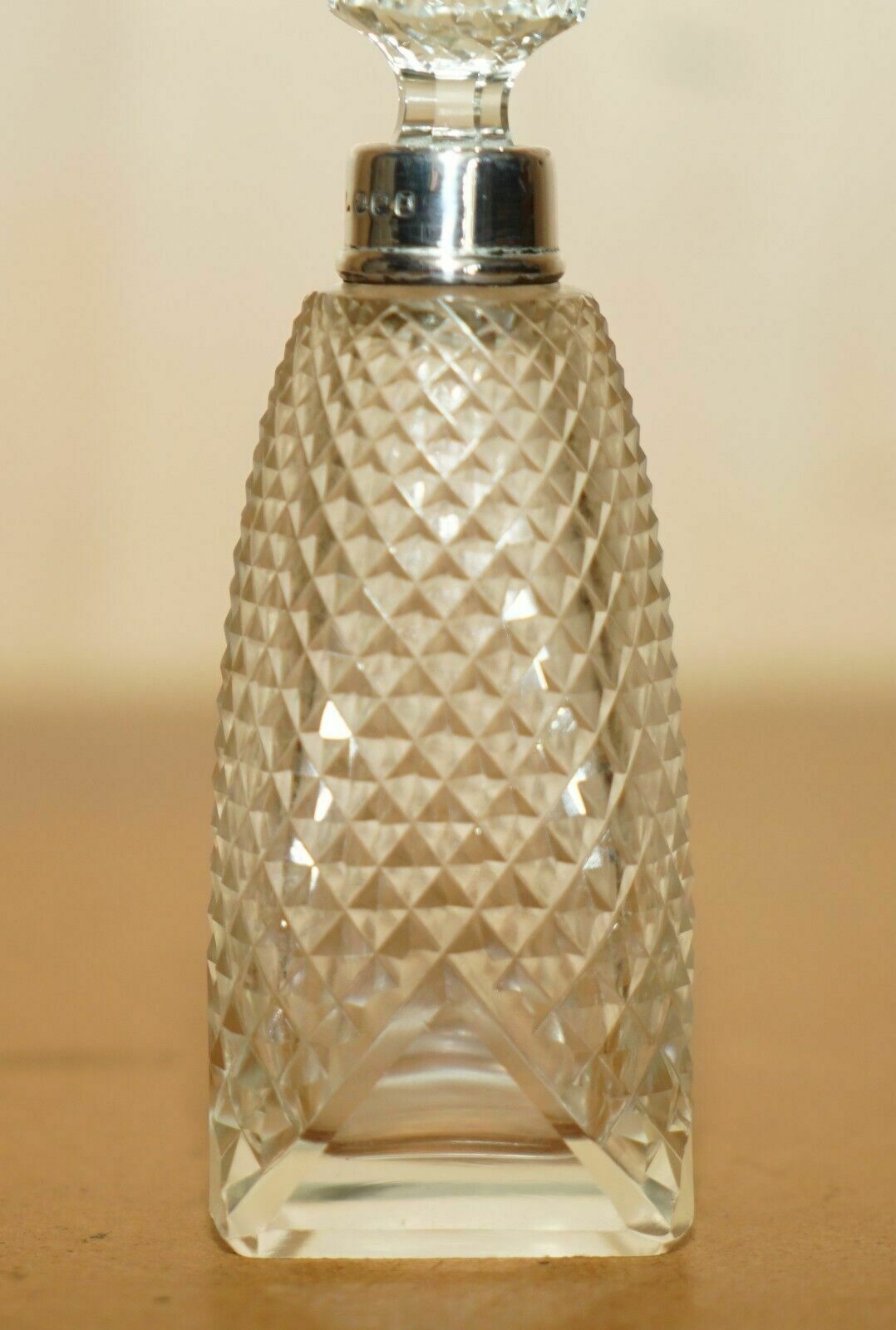 Antique Sterling Silver Perfume Bottle In Cut Glass Crystal Lovely Craftsmanship photo buy
