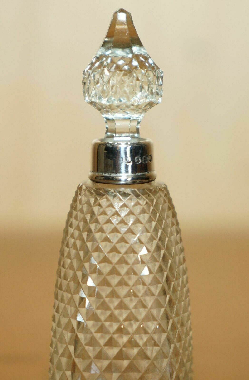 Antique Sterling Silver Perfume Bottle In Cut Glass Crystal Lovely Craftsmanship photo vintage