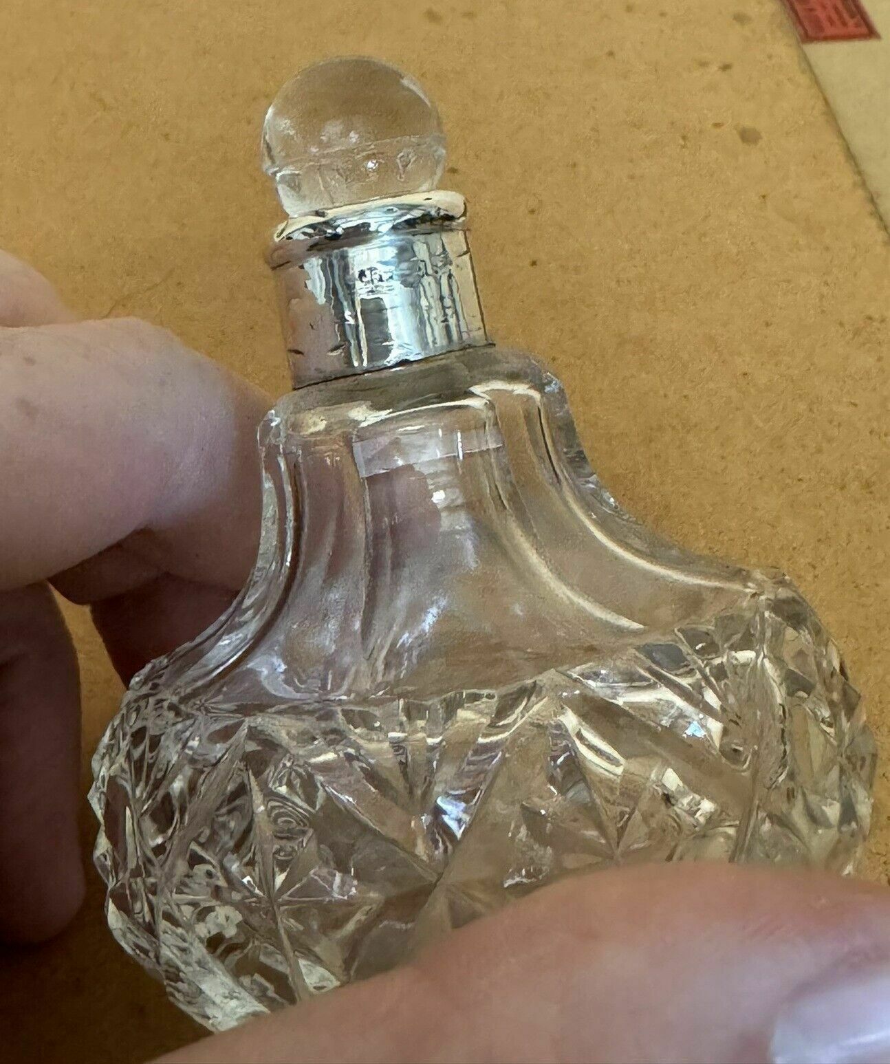 Fine 1929 Art Deco Antique Sterling Silver Perfume Bottle In Cut Glass Crystal photo buy