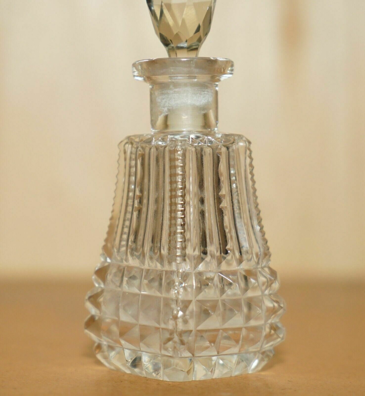 Fancy Fine Antique Cut Glass Crystal Collectable Dressing Table Perfume Bottle photo for sale