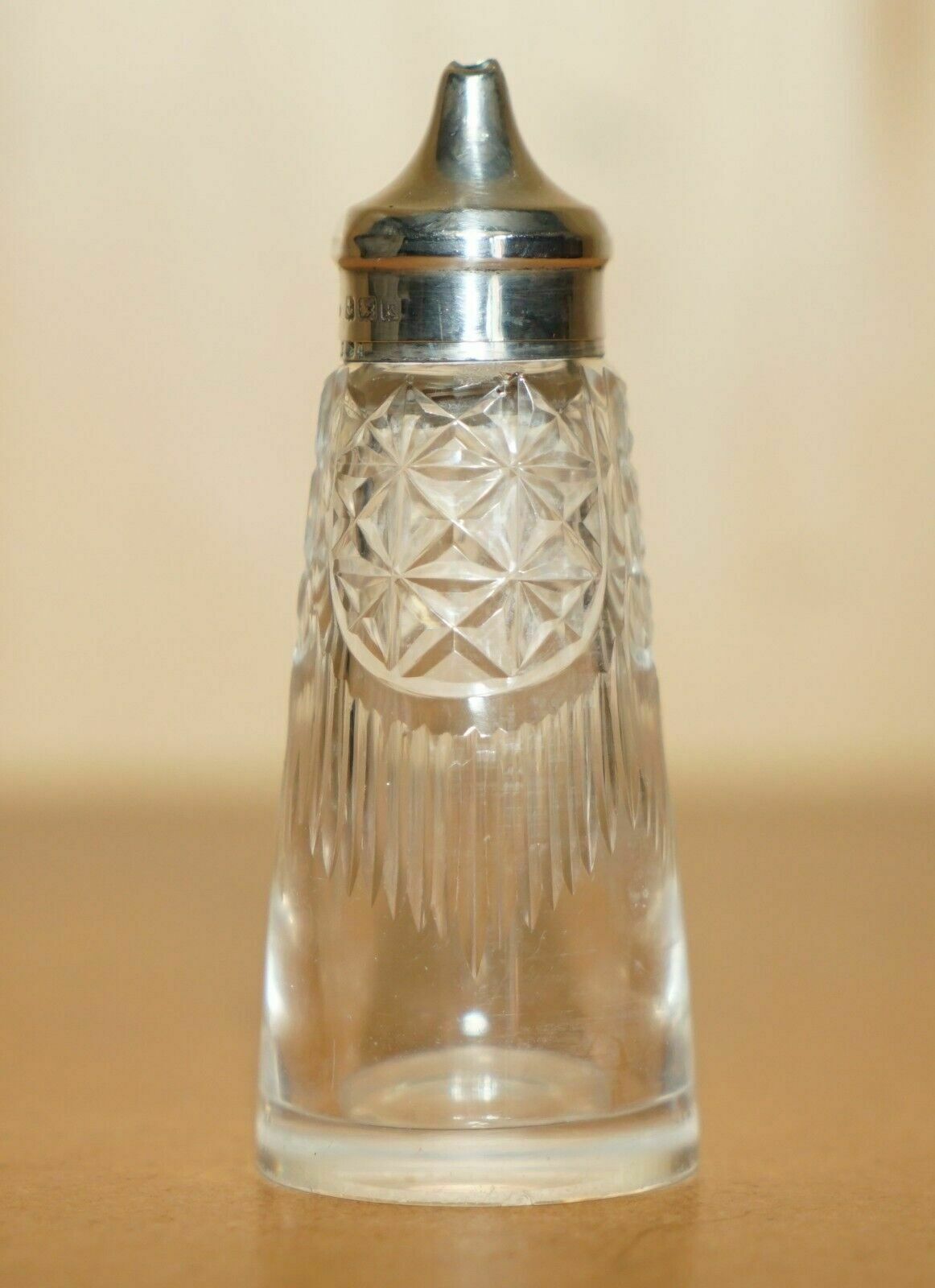 Antique 1909 John Grinsell & Sons Sterling Silver Cut Glass Crystal Salt Shaker photo Home Decor