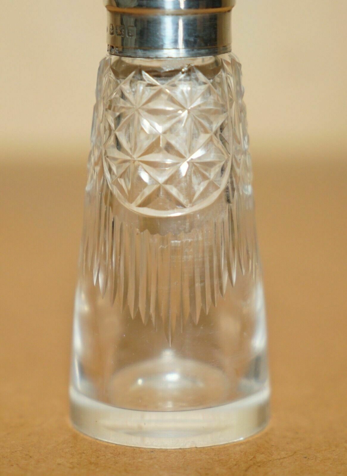 Antique 1909 John Grinsell & Sons Sterling Silver Cut Glass Crystal Salt Shaker photo vinterior