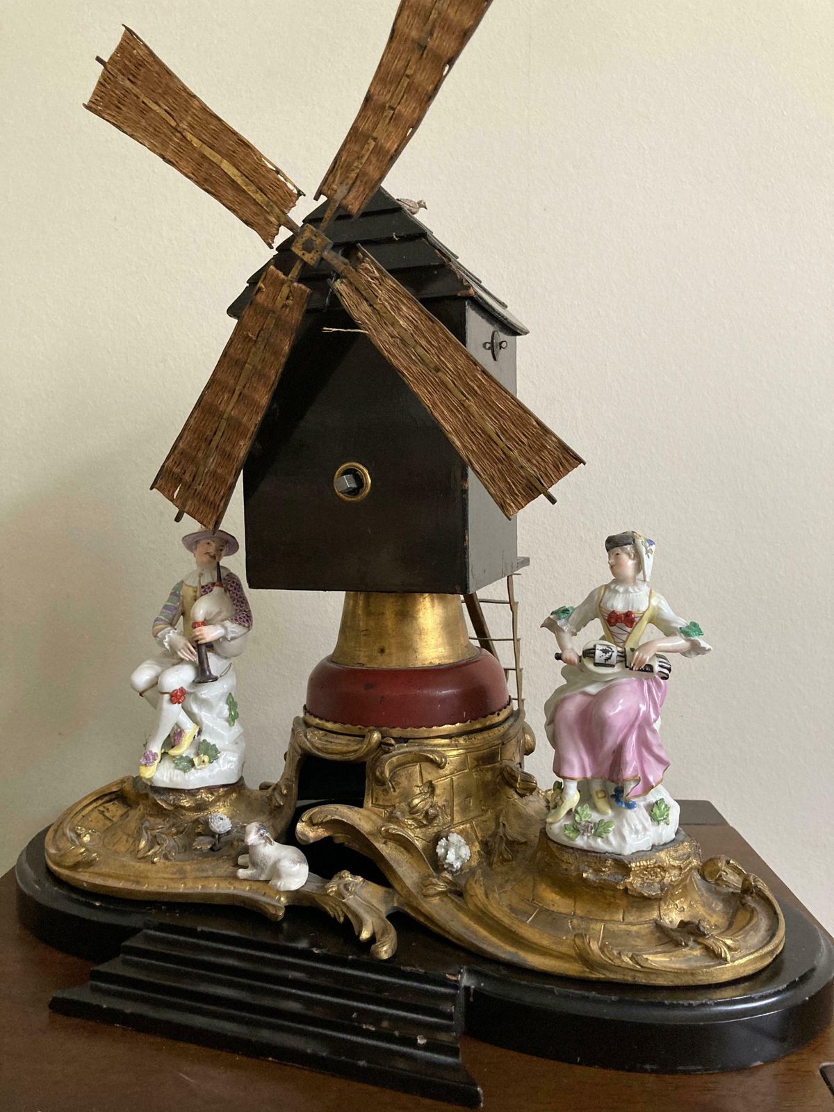 Home Decor Ormolu Windmill With Meissen Harlequin And Columbine photo