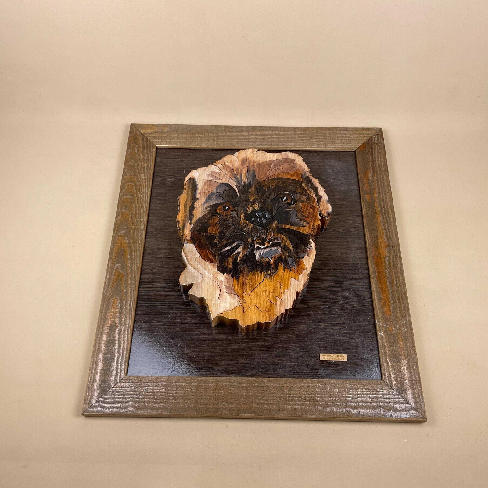 Vintage Wooden 3d Dog Art Block Wall Hanging Handmade Hand Made Picture Vintage Shih Tzu Pooch Wall Art Pet Lover Cottage photo buy
