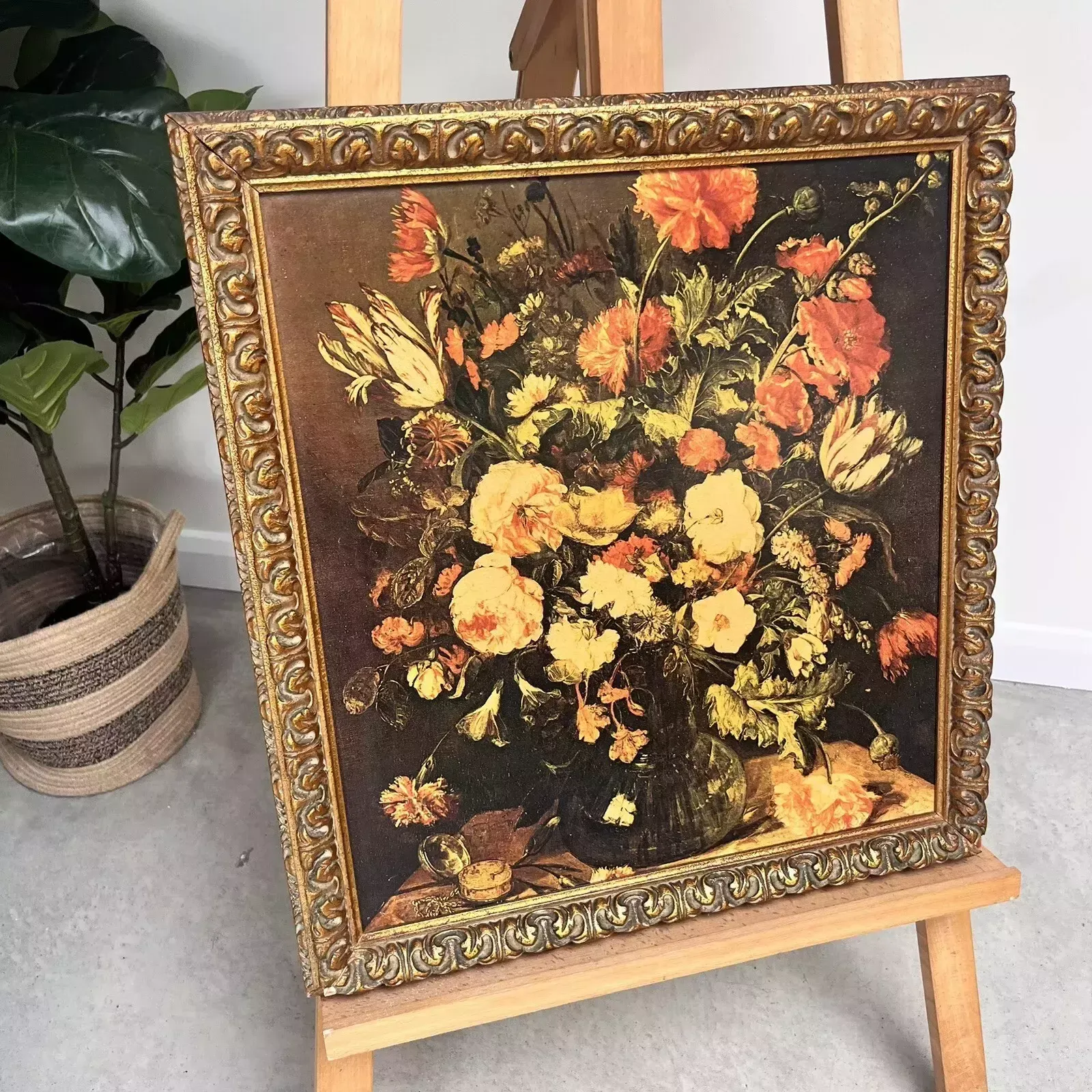 Fabulous Gilt Wood Frame « Flowers C.1650 Abraham Hendricksz Van Beyeren Print » photo Art