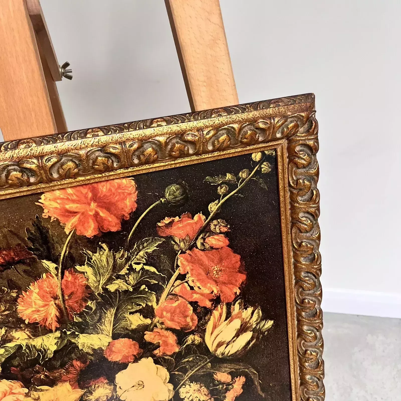 Fabulous Gilt Wood Frame « Flowers C.1650 Abraham Hendricksz Van Beyeren Print » photo vinterior