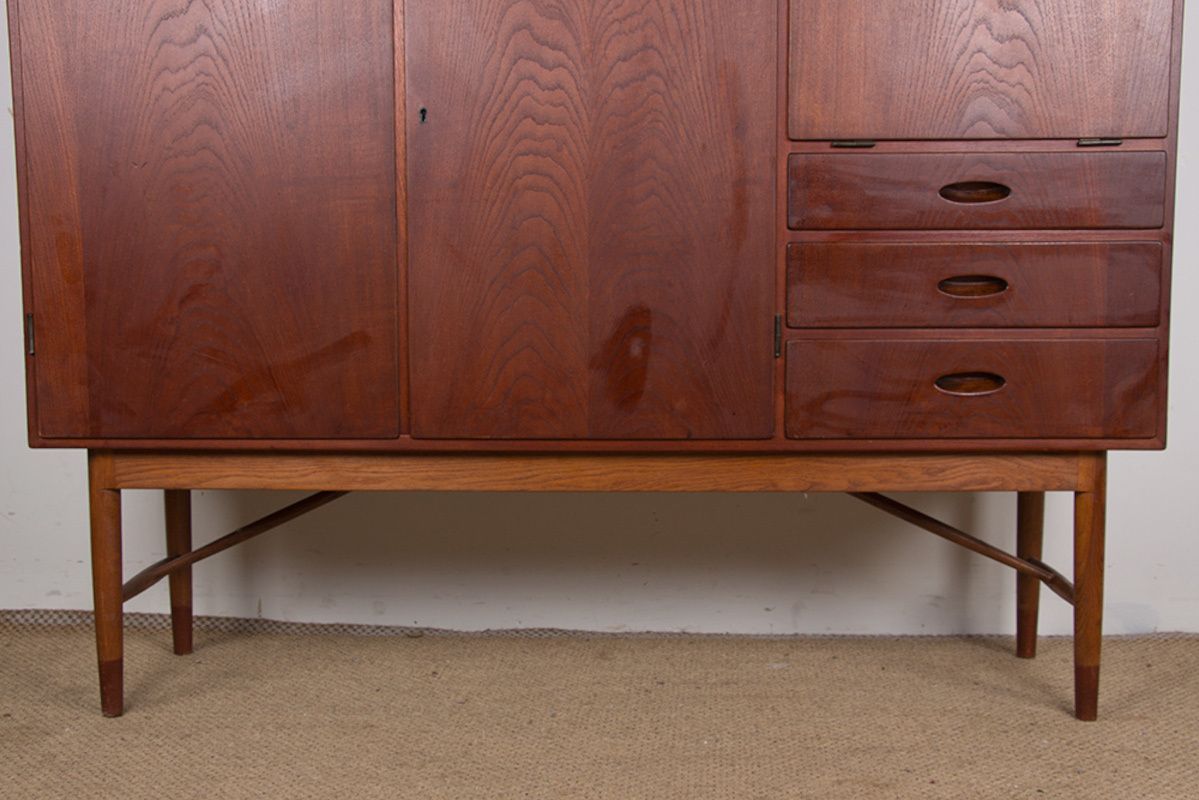 High Sideboard, Danish Highboard In Teak And Oak By Kurt Ostervig For Randers Mobelfabrik 1960. photo Furniture