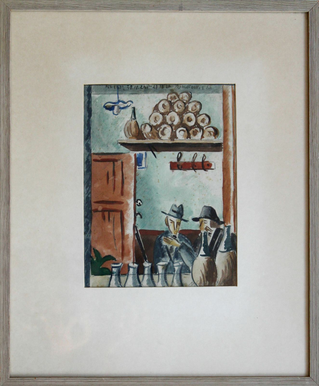 Niklavs Strunke (1894   1966, Latvian, Polish, Italian).  At Cafe. Mixed Media On Paper, 18. 5 X 14 Cm photo 1220.0