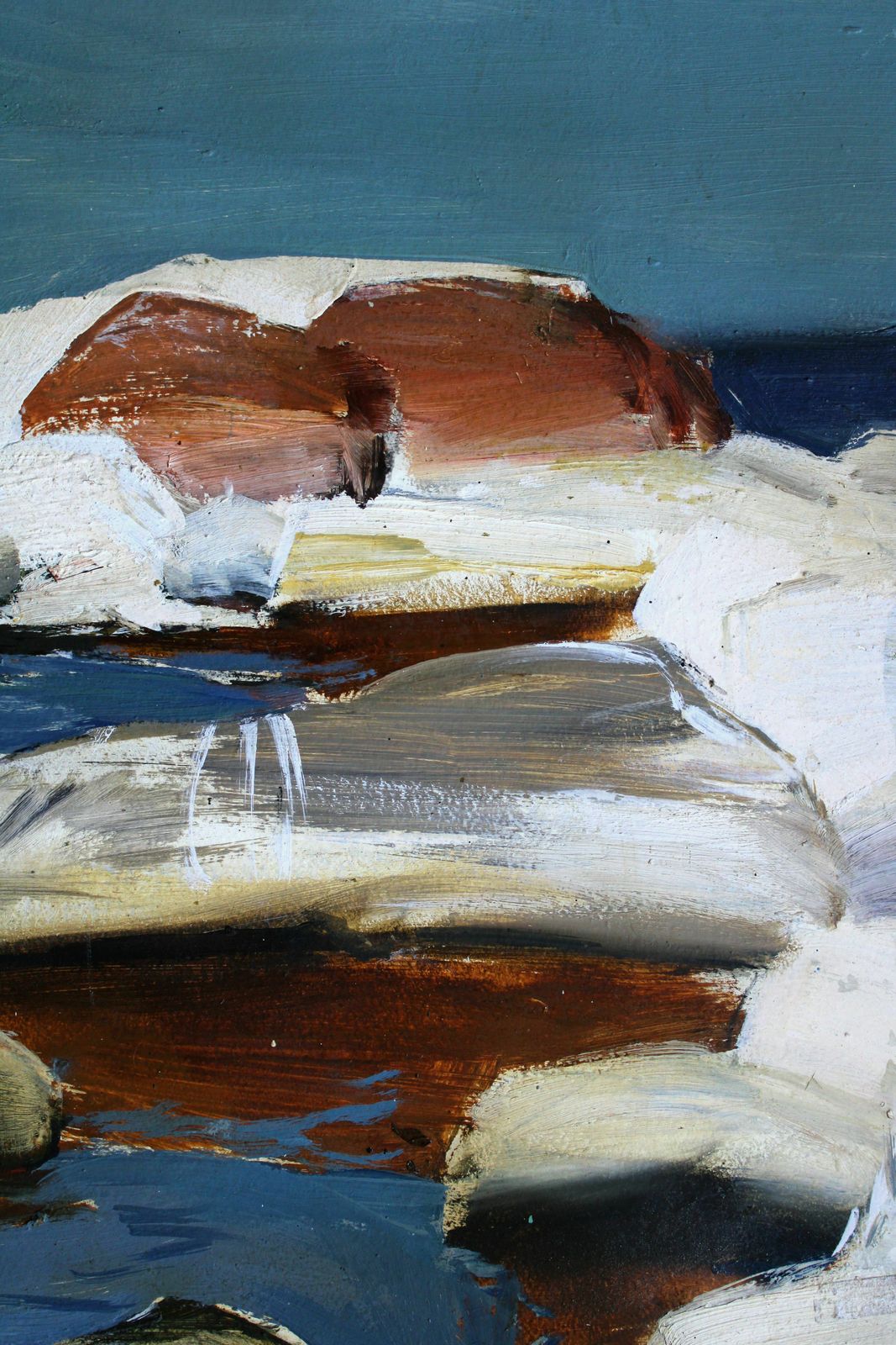 Janis Osis (1926   1991, Latvian). Stones Of The Coast. Oil On Cardboard. 80x50 Cm photo vintage
