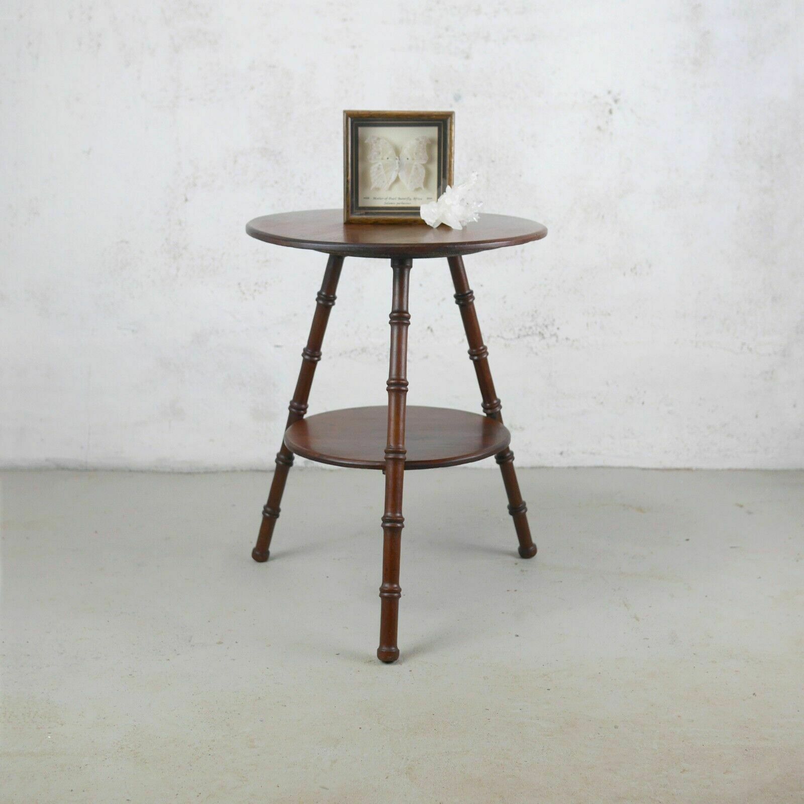 Antique Aesthetic Movement Faux Bamboo Mahogany Tripod Side Lamp Table #102703 photo furniture