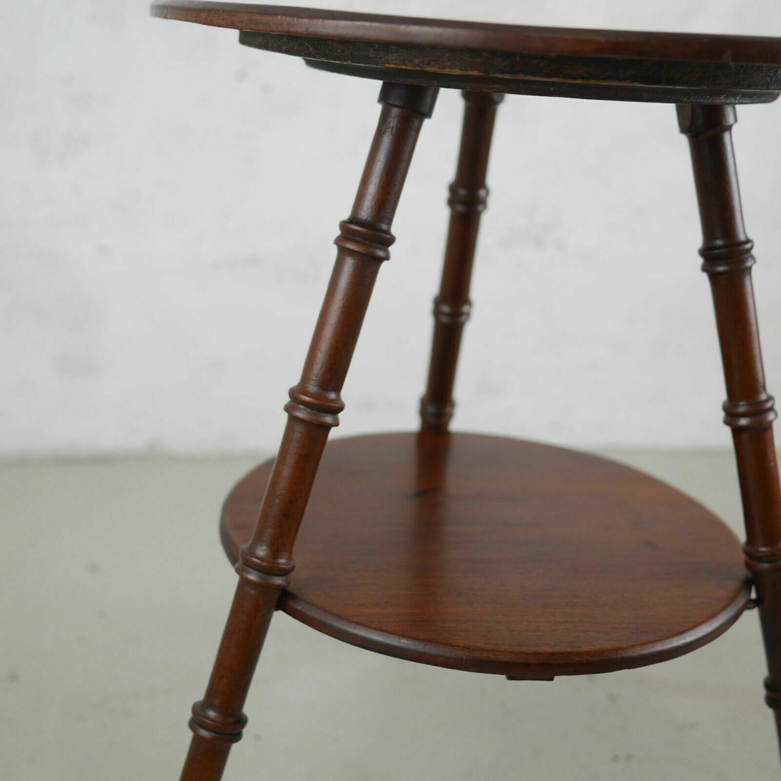 photo furniture Antique Aesthetic Movement Faux Bamboo Mahogany Tripod Side Lamp Table #102703