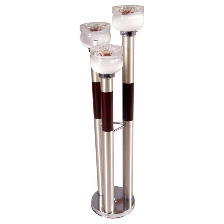 1970s, Floor Lamp By Carlo Nason For Mazzega Murano Glass In Chrome Steel
