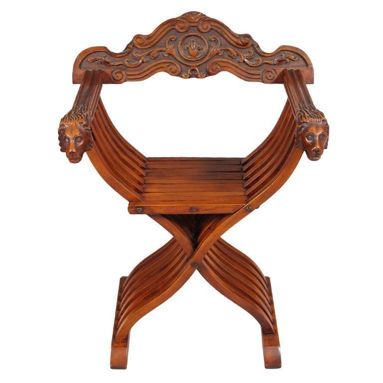 Savonarola Chair In Carved Wood – Tuscany, Early 1900s  Luigi Bonanni Attributed photo for sale