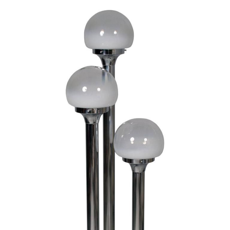 Mid Century Carlo Nason Style Floor Lamp, Glass And Chrome, Mazzega Murano Glass photo furniture