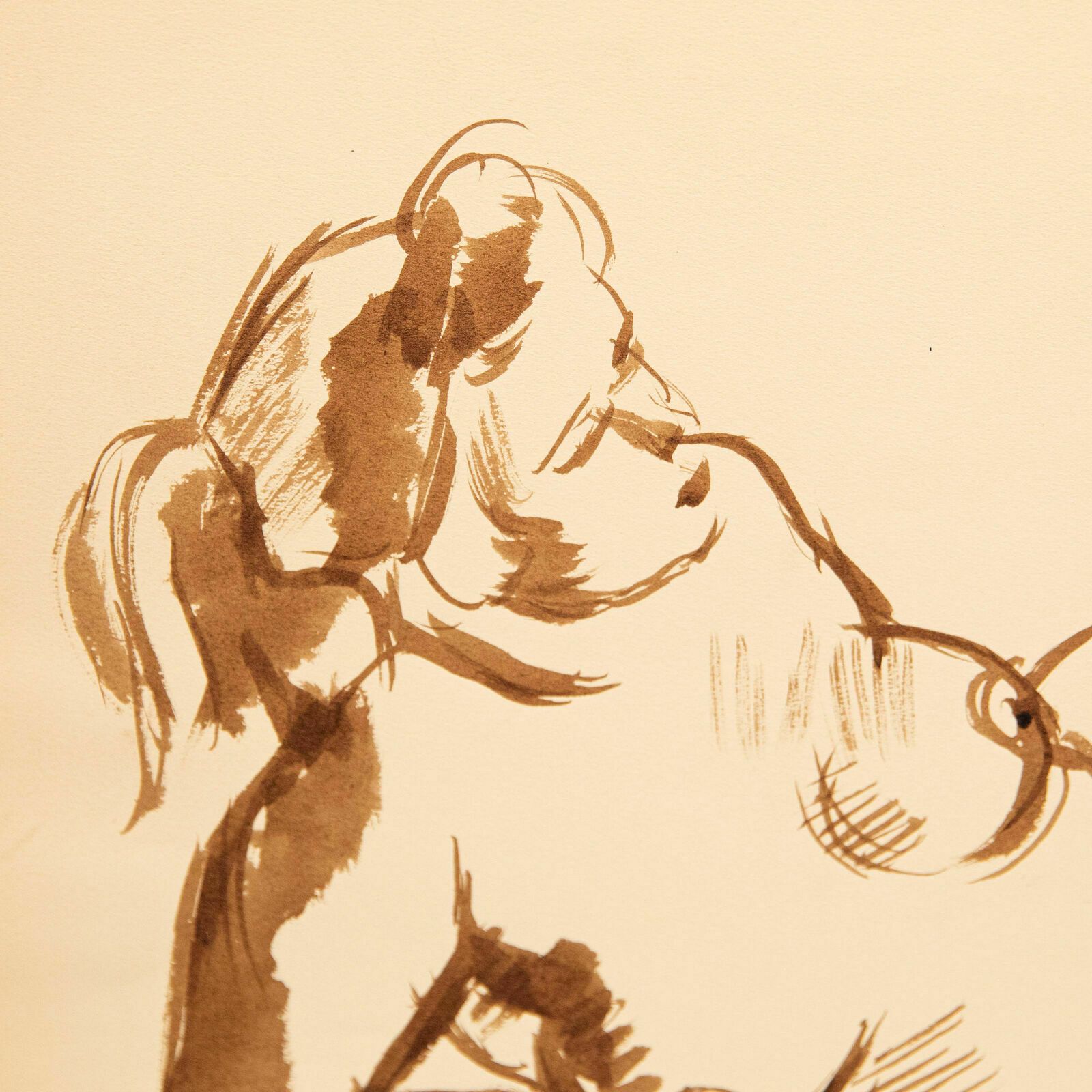 Georges Pacouil (1903 1996) Mid 20th Century India Ink, Reclining Nude III photo for sale