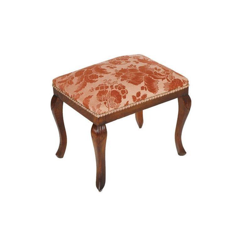 photo furniture 1900s Italy Pair Of Bedroom Armchairs Art Nouveau With Stool Hand Carved Walnut