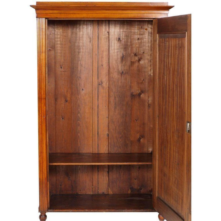 19th Century Biedermeier Cupboard Wardrobe In Birch Restored Polished To Wax photo for sale