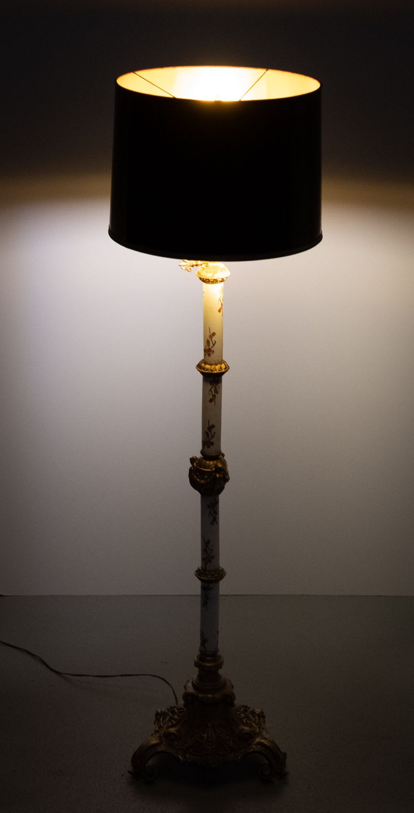 Zsolnay Porcelain Gilt Metal Porcelain Floor Lamp 1870s Hungarian photo furniture