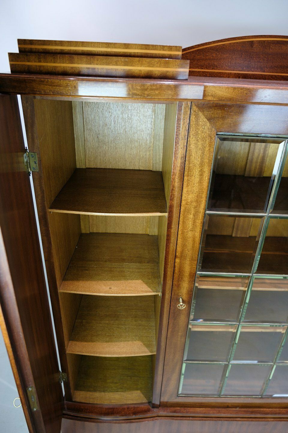 Antique Cabinet In Hand Polished Mahogany With Fruit Wood & Intarsia From 1920s photo buy
