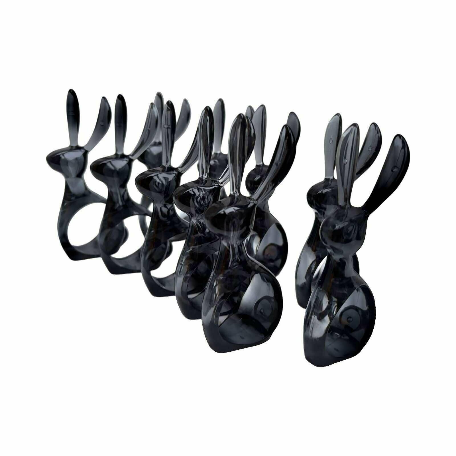Napkin Ring Set 12 Acrylic Rabbit Gray Easter Decor Gift Animal Lover German Set, Retro Table Holders Hostess Gift For Best Friend photo 182.0