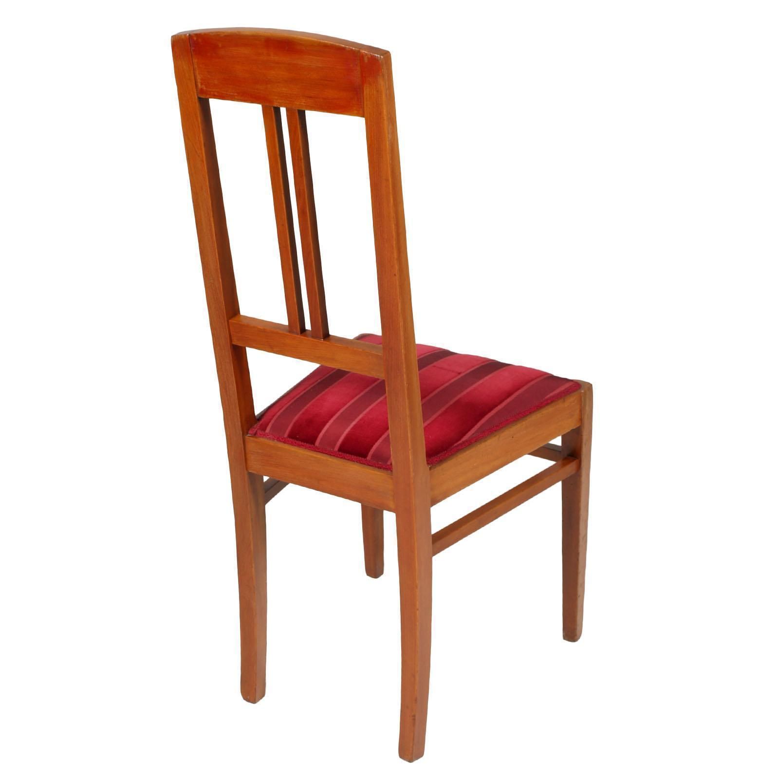 Italian Art Nouveau Side Chairs With Stool, Blond Walnut, Restored Wax Polished photo buy