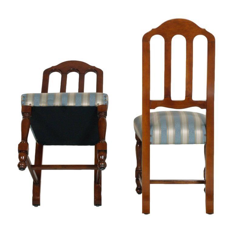 Art Deco Age Italian Six Dining Room Chairs In Solid Walnut, With New Upholstery photo 3432.32