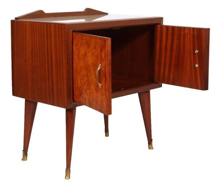 1940s Pair Of Nightstands Paolo Buffa Attributed, Mahogany And Elm Burl Veneered photo furniture