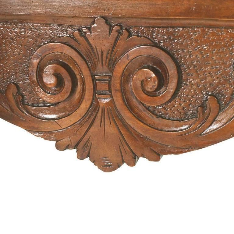 Venetian Umbertina Console Attributable Cadorin, Carved Walnut Brown Leather Top photo for sale