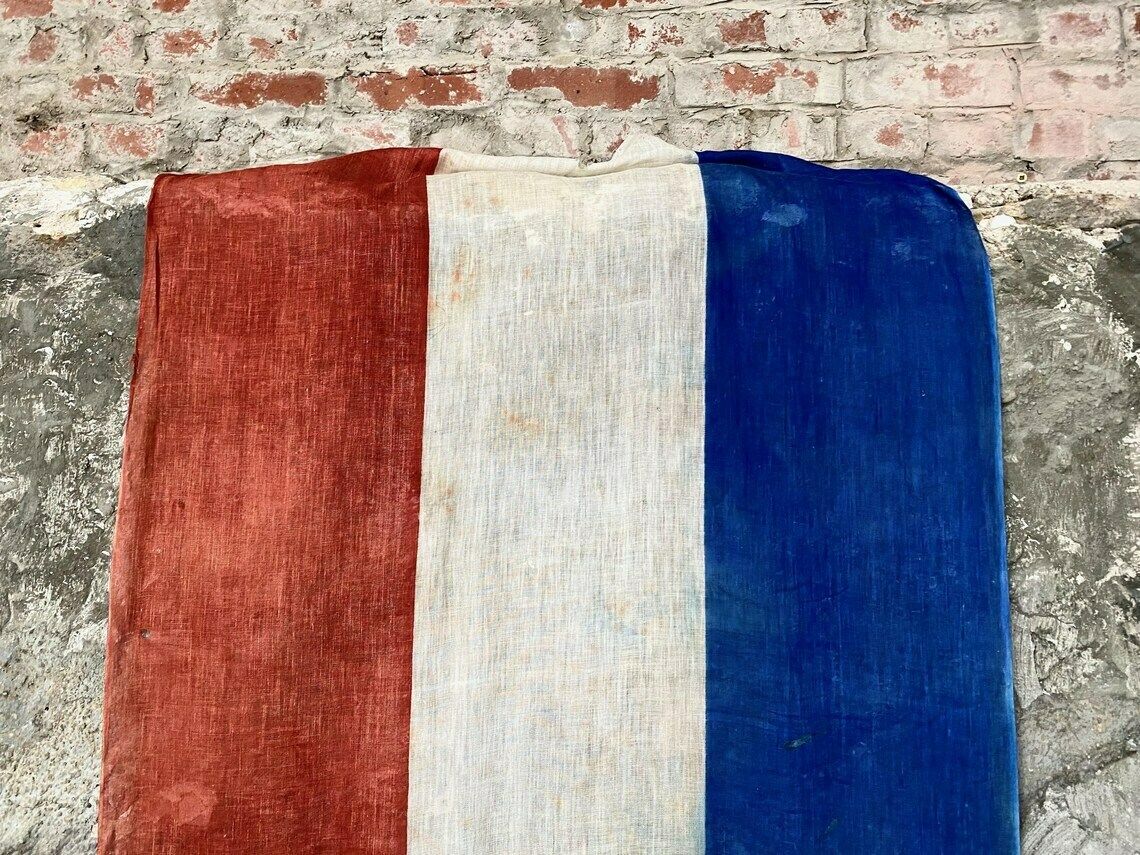 Vintage Tricolour British Royal Coronation / French Liberation Banner photo 150.0