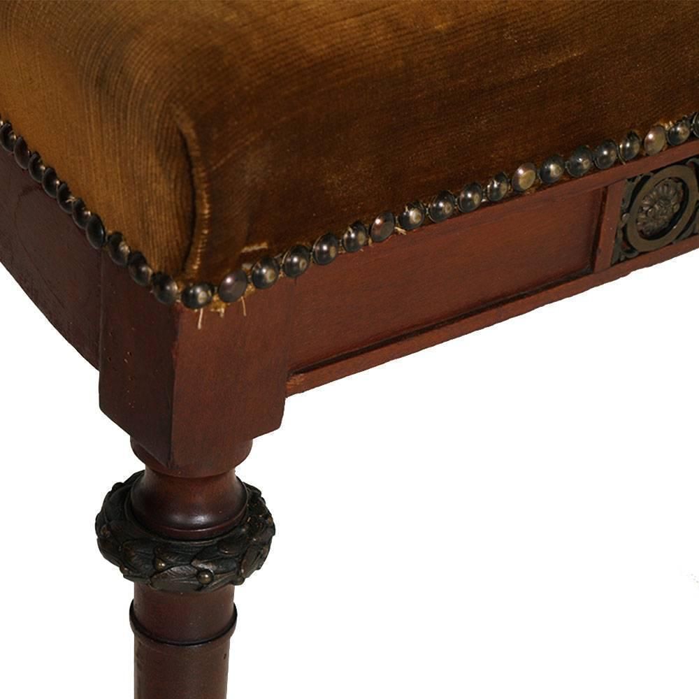 Last 19th Century Art Nouveau Side Chairs, Walnut, Velvet, Eugenio Quarti Style photo 2059.64