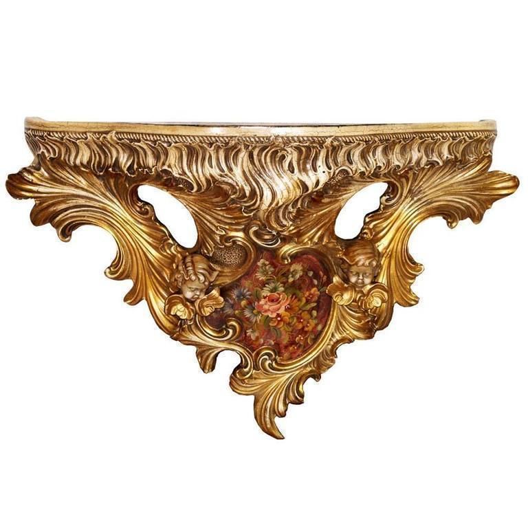 Early 20th Century Ceramic Italian Baroque Wall Console From Villa Venetian