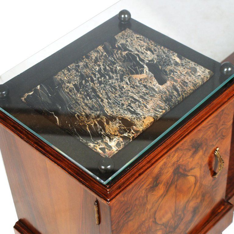 Early 20th Century Console, Tv Stand, Burl & Ebonized Walnut, Marble, Glass Top photo buy