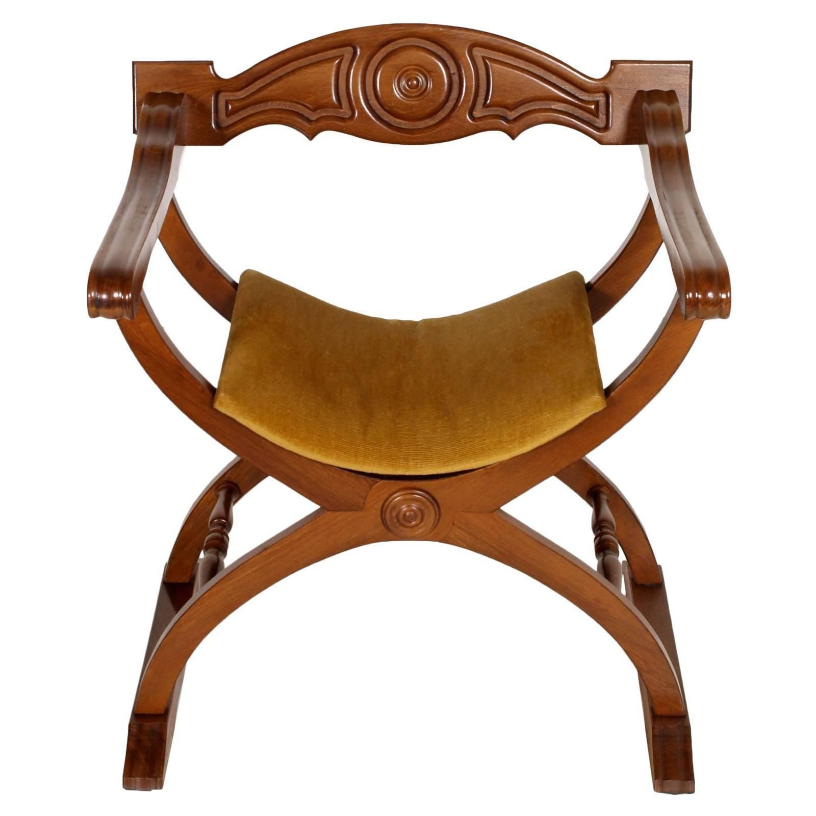 Mid Century Modern, Italian Savonarola Chair In Walnut Polished To Wax photo furniture