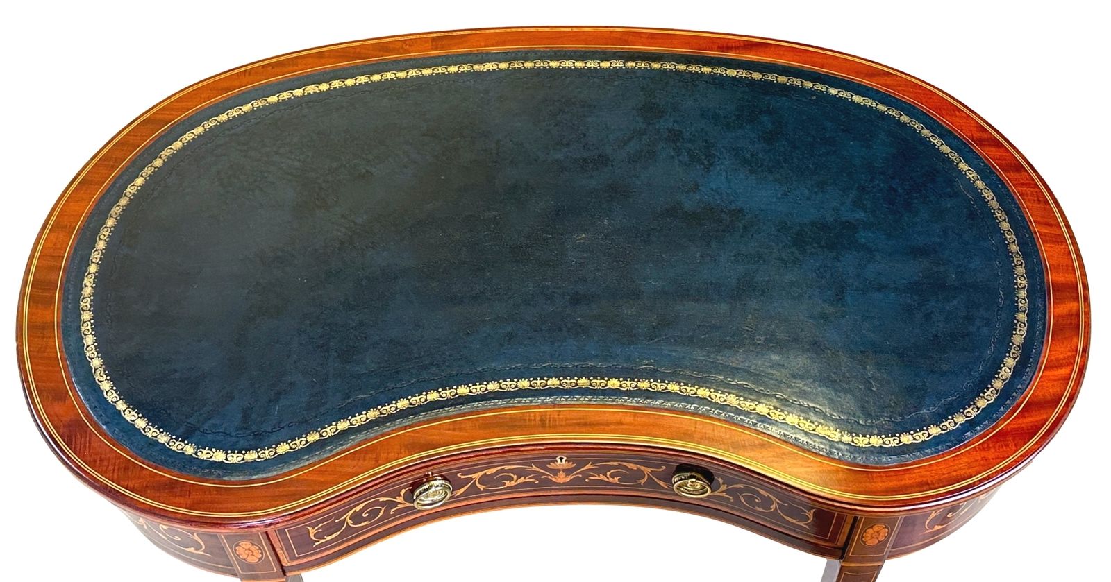 Mahogany Kidney Shaped 19th Century Writing Table (England, Circa 1890) photo vintage