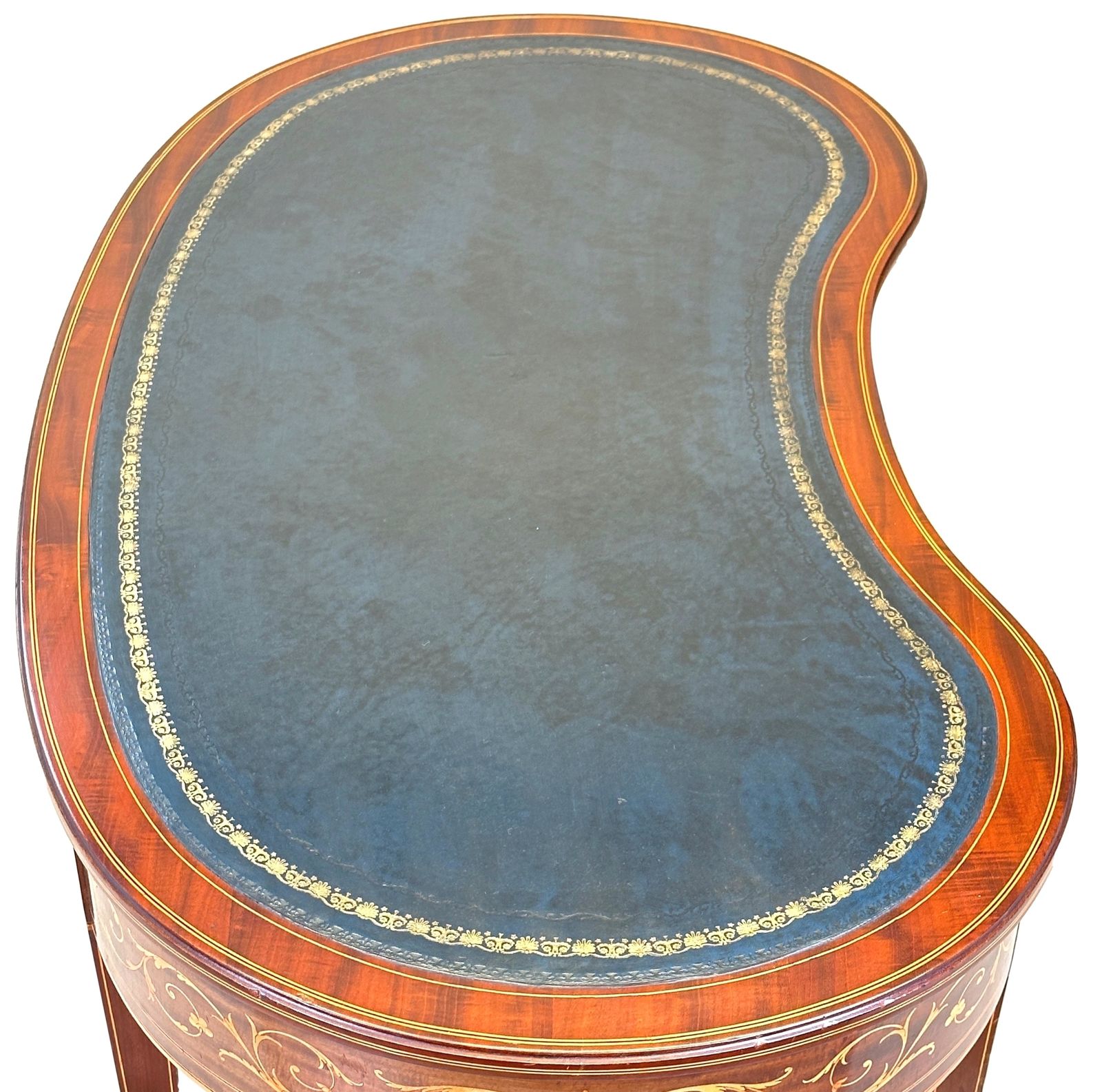 Furniture Mahogany Kidney Shaped 19th Century Writing Table (England, Circa 1890) photo