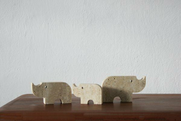 Travertine Animal Sculptures From Fratelli Mannelli, 1970, Set Of 3