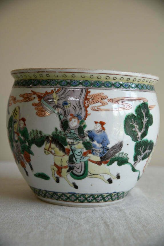 Antique Chinese Famille Verte Porcelain Fish Bowl photo for sale