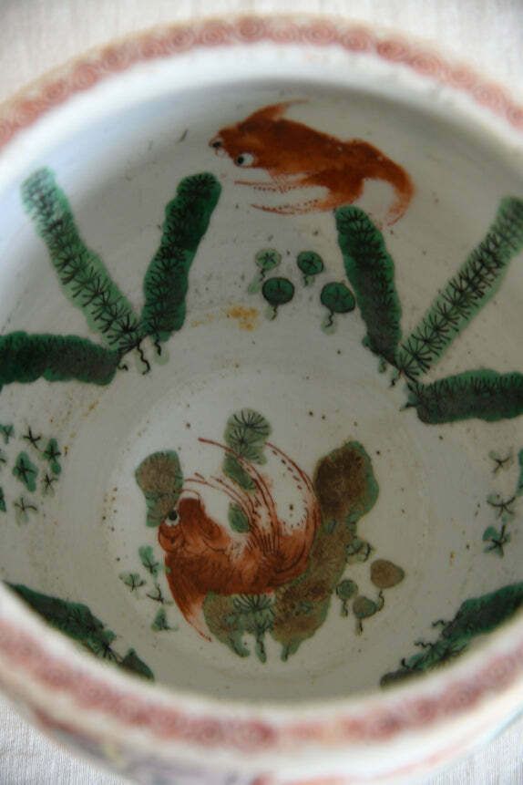 Antique Chinese Famille Verte Porcelain Fish Bowl photo vinterior