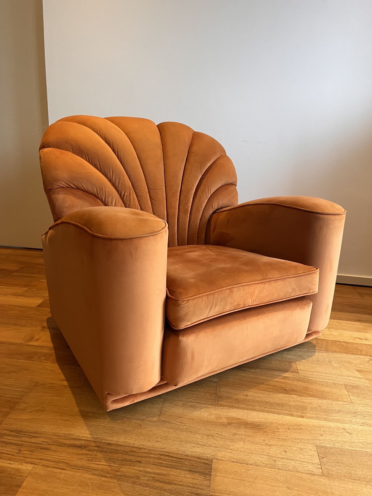 Art Deco Odeon Armchair Burnt Orange Velvet