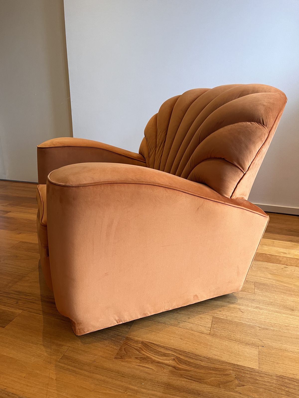 Art Deco Odeon Armchair Burnt Orange Velvet photo Furniture